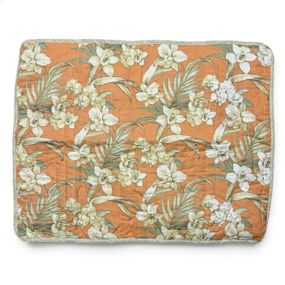 Tommy Bahama Tropical Iris Pair Standard Quilted Pillow Shams Floral Island